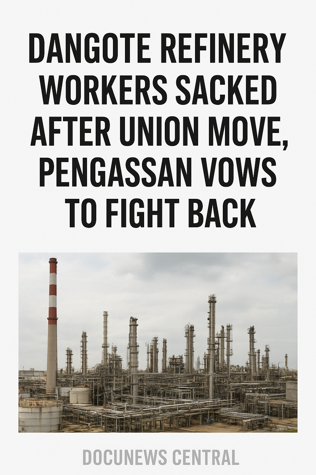dangote Refinery Workers sacked after union move, pENGASSAN vows to fight back