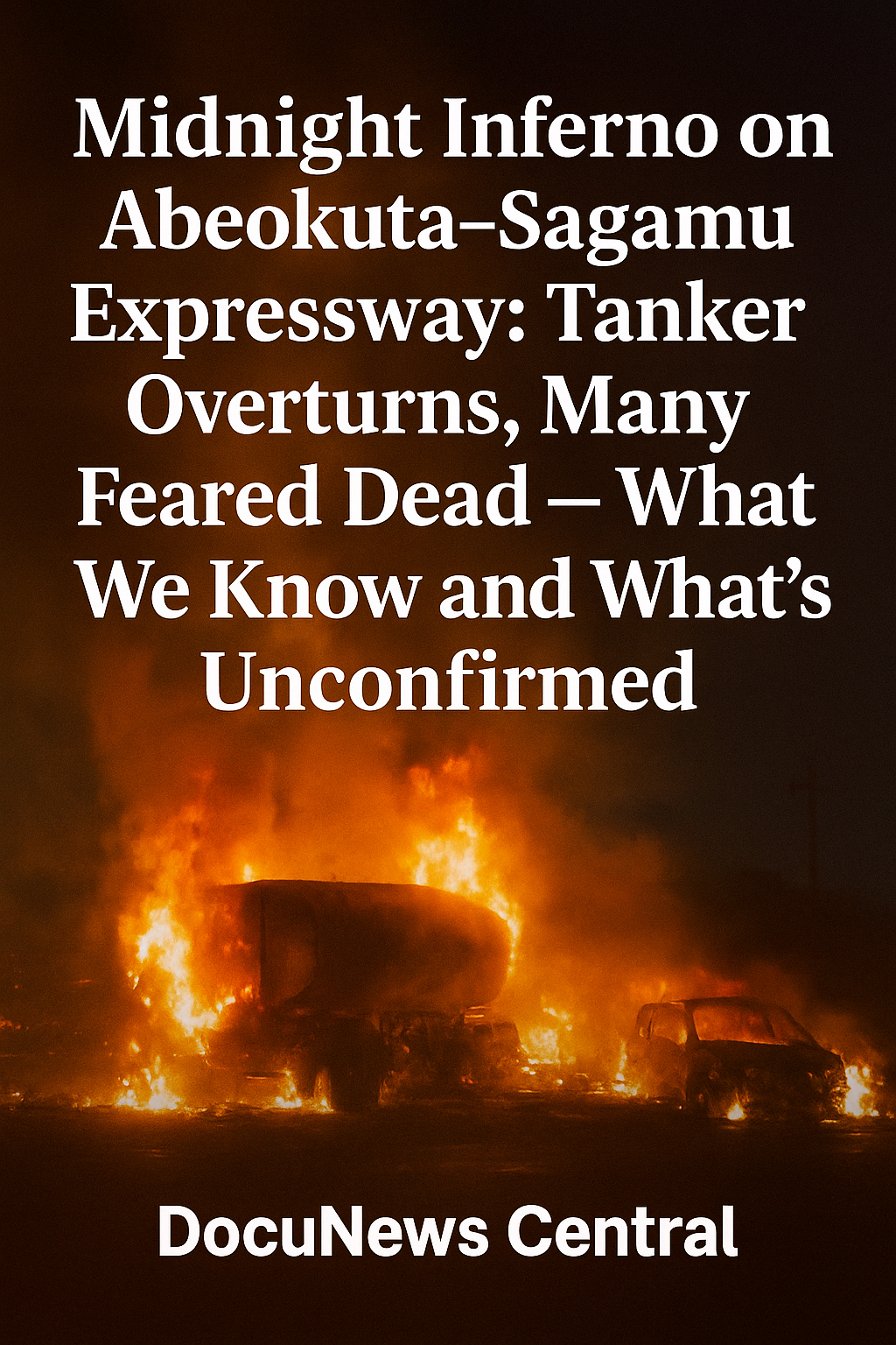 Abeokuta Murn As Tanker Overturns, Catches fire Many Dead