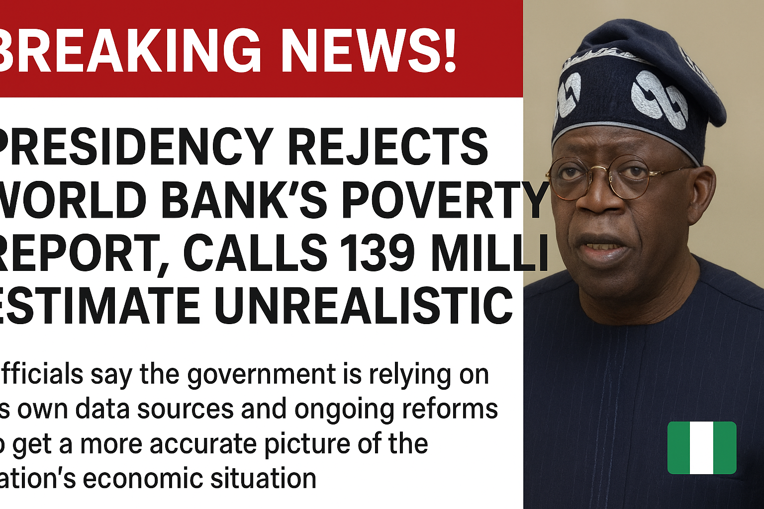 Presidency Rejects World Bank’s Poverty Report, 139 Million poverty