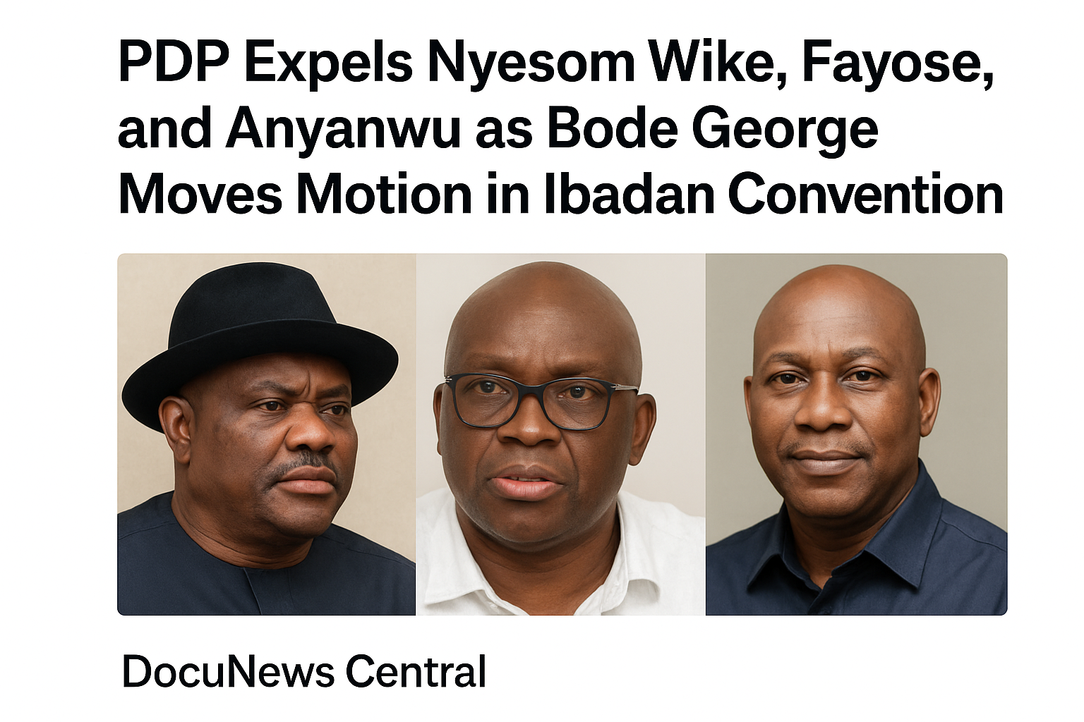 PDP Expels Nyesom Wike, Fayose, and Anyanwu.
