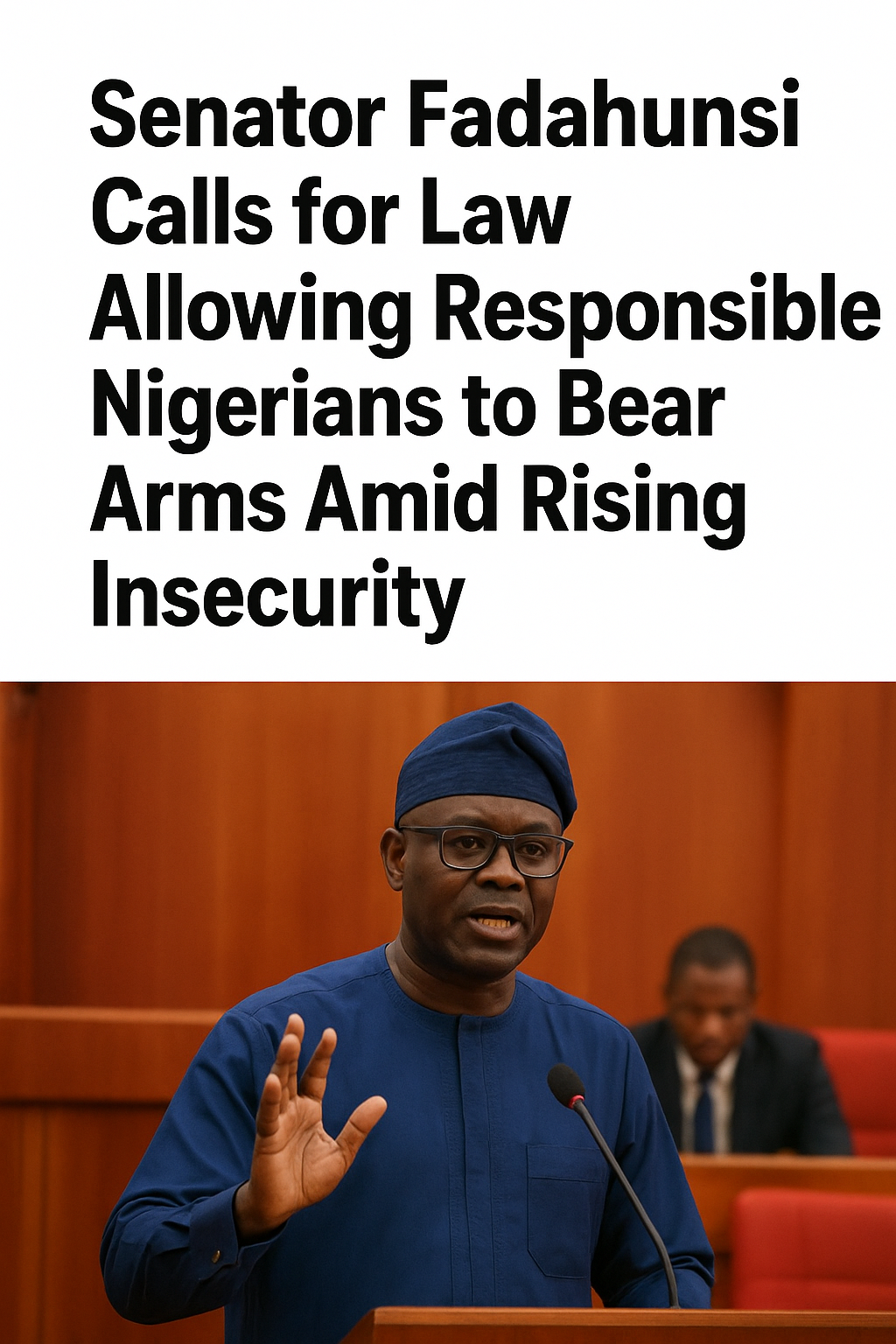 Senator Fadahunsi Calls for Law Allowing Responsible Nigerians to Bear Arms.