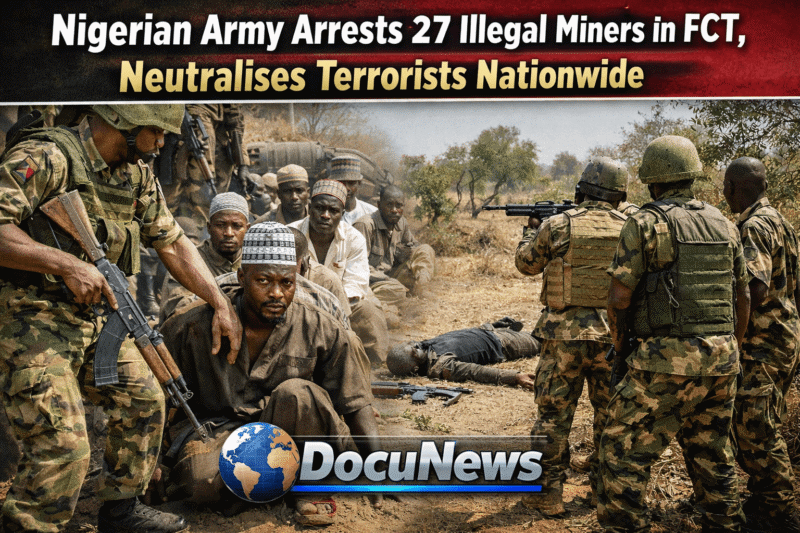 AI Generated Illustration Of when Nigerian Army Arrests 27 Illegal Miners in FCT