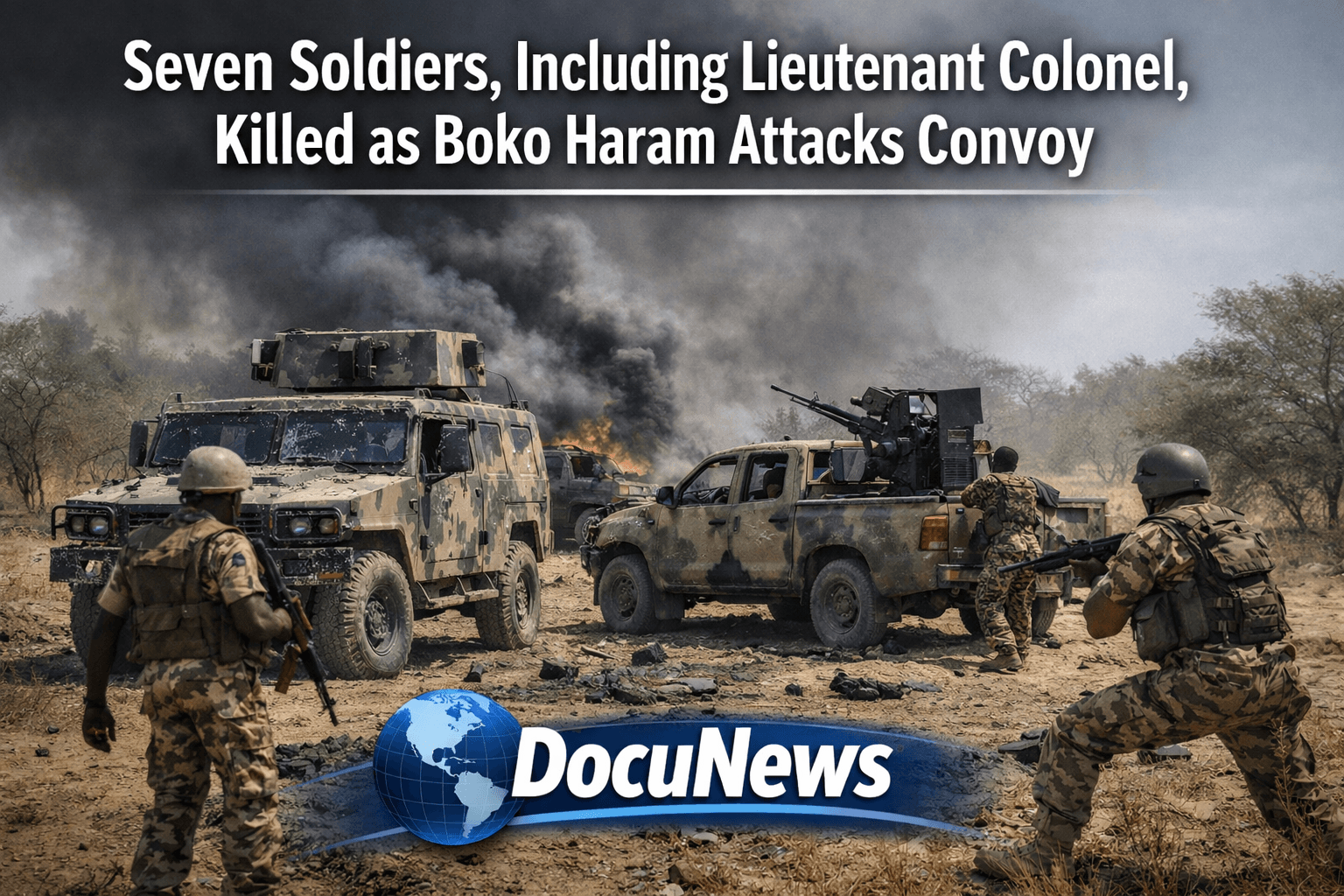 AI Generated Illustration Of when Seven Soldiers Including Lieutenant Colonel, Killed as Boko Haram Attacks Convoy