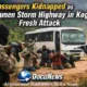 Passengers kidnapped as gunmen storm highway in Kogi State fresh attack, armed men stopping bus on rural road with DocuNews branding.
