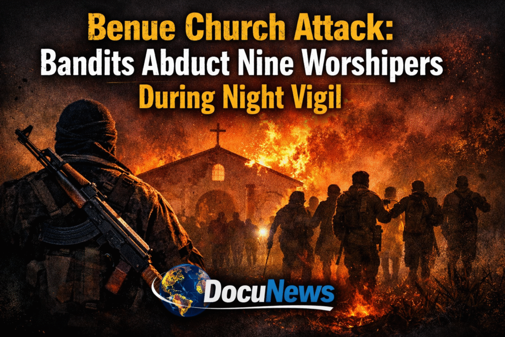 AI generated illustrations Of Benue Church Attack: Armed bandits abduct nine worshipers during night vigil at a Catholic church in Benue State, Nigeria – DocuNews Central coverage