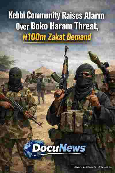 AI generated illustrations Of Kebbi community residents raise alarm over Boko Haram threat and ₦100m zakat demand in northern Nigeria – security crisis illustration