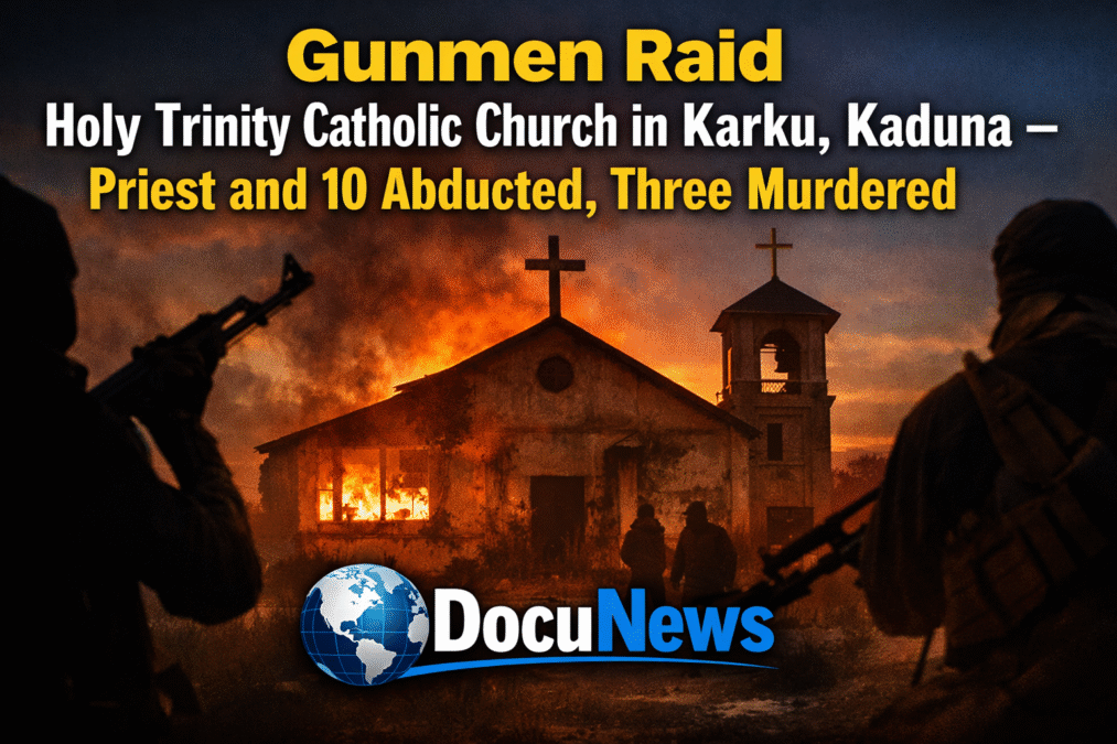 AI generated illustrations Of Gunmen raid Holy Trinity Catholic Church in Karku, Kaduna State, Nigeria – priest and 10 others abducted, three residents killed