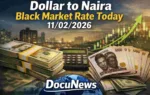 Graphic showing the black market exchange rate of Dollar to Naira on February 11, 2026
