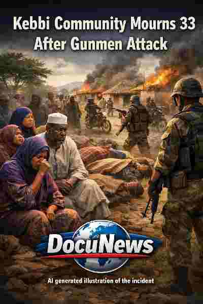 AI generated illustrations Of Kebbi community mourns after gunmen attack in Bui District Arewa LGA