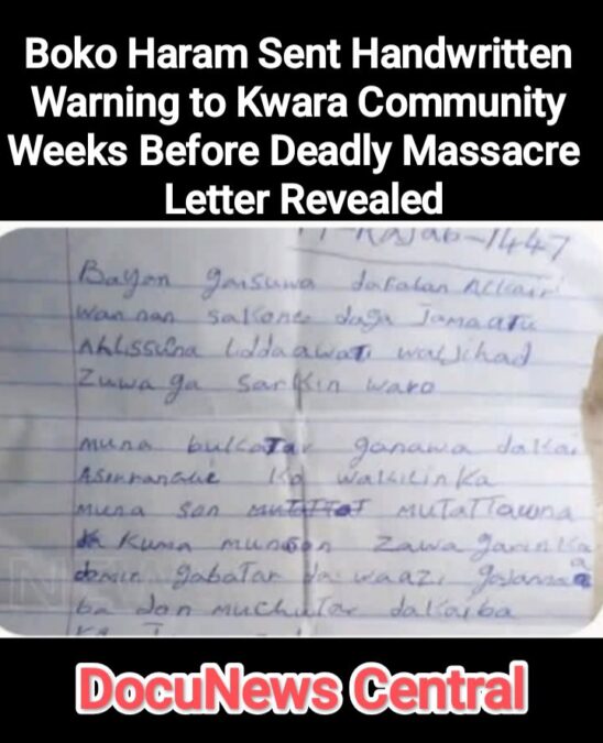 Boko Haram Sent Handwritten Warning to Kwara Community Weeks Before Deadly Massacre — Letter Revealed