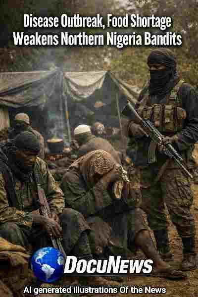 Disease outbreak and food shortage weaken Northern Nigeria bandits in forest camp