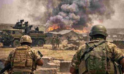 AI generated illustrations Of the News. Army Major killed in Boko Haram attack on military base in Borno State with DocuNews globe logo