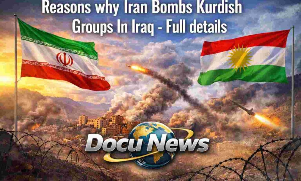 Iran and Iraq border conflict news headline with DocuNews logo design