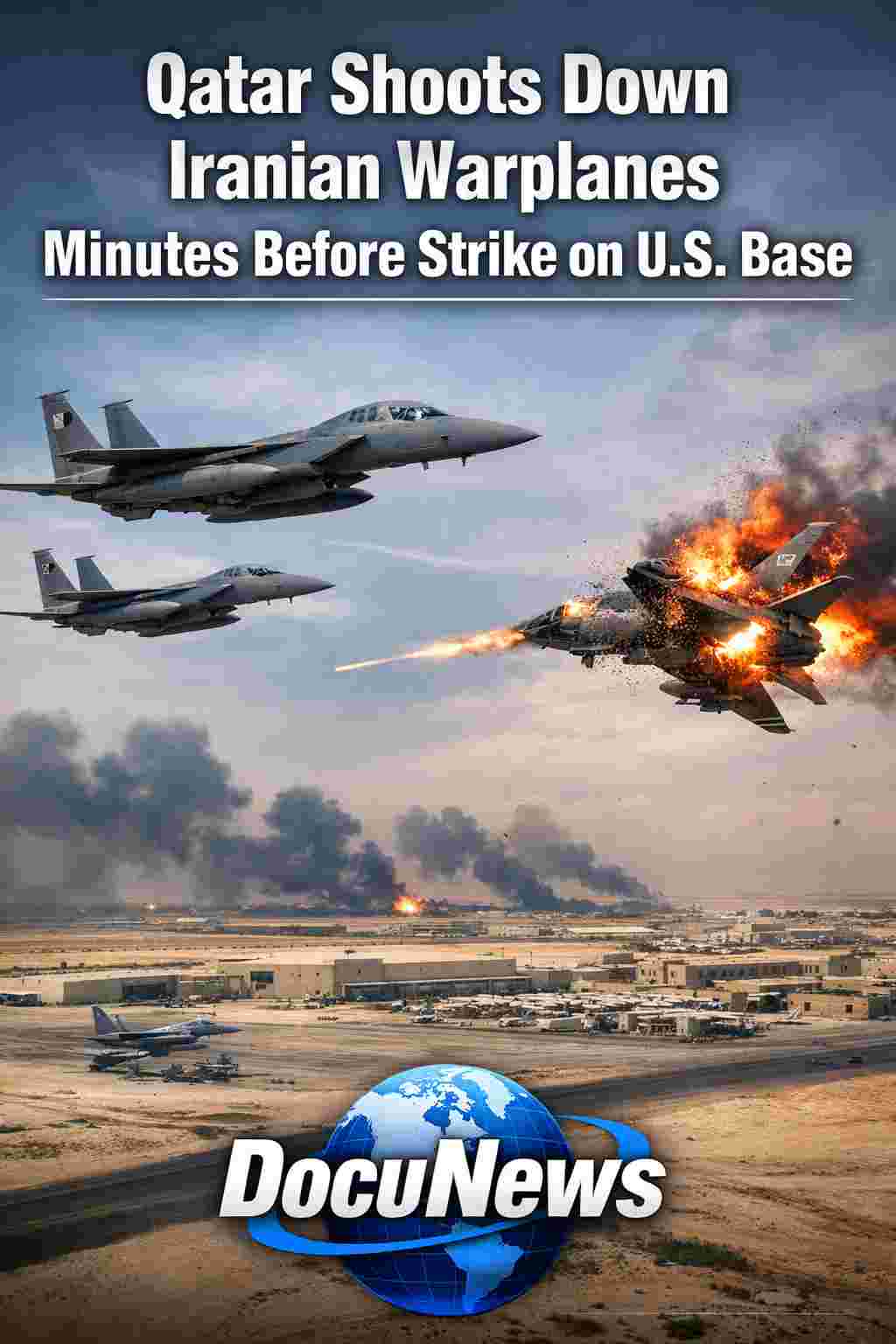 Qatar fighter jets shooting down Iranian warplanes minutes before strike on U.S. base at Al Udeid Air Base in Doha.