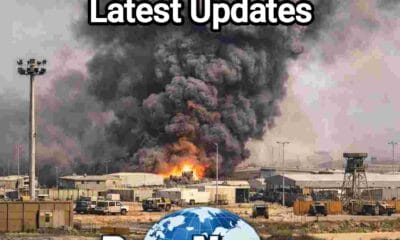 AI generated illustrations Of Iran drone attack hits U.S. military base in Kuwait with smoke clouds rising