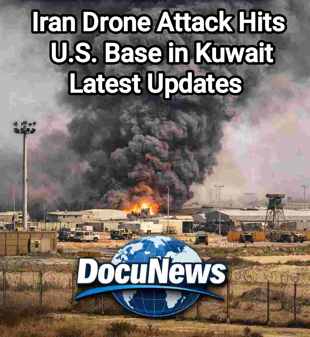 AI generated illustrations Of Iran drone attack hits U.S. military base in Kuwait with smoke clouds rising