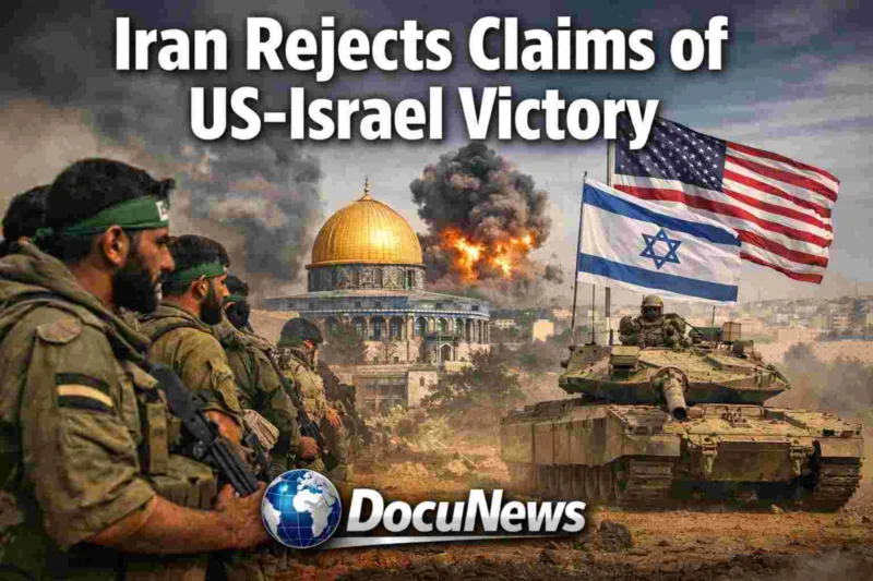 AI generated illustrations Of Iran Rejects Claims of US-Israel Victory